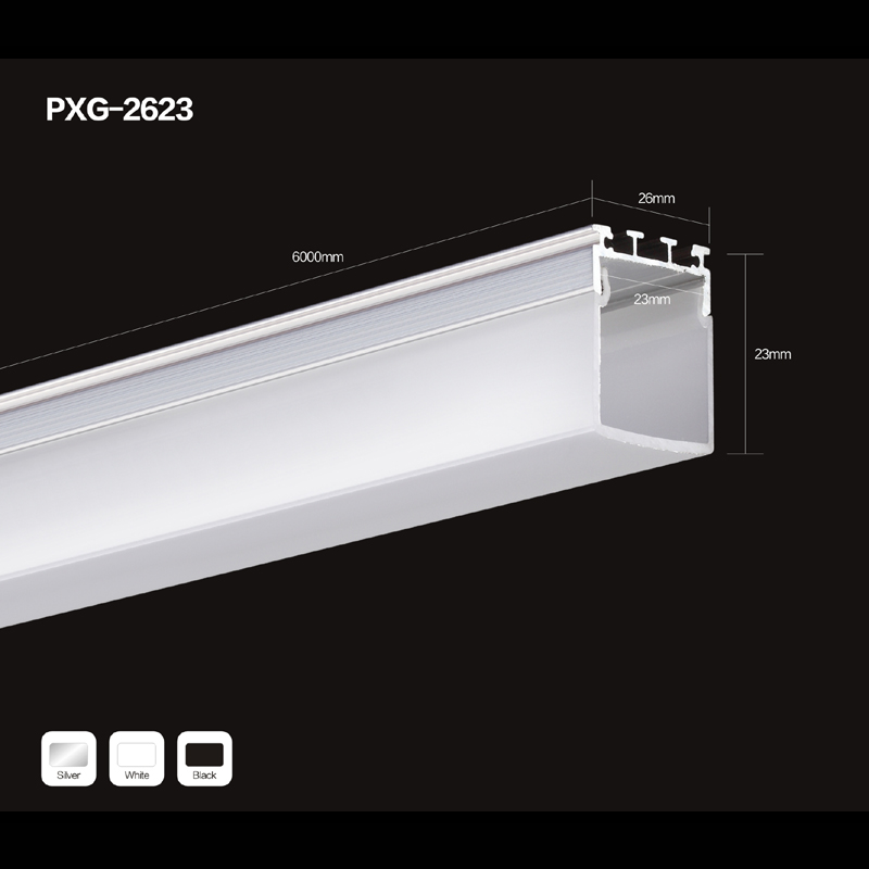 ระบบช่องอะลูมิเนียมโปรไฟล์ LED พร้อมฝาปิดและฝาปิดท้ายสำหรับการติดตั้งแถบ LED