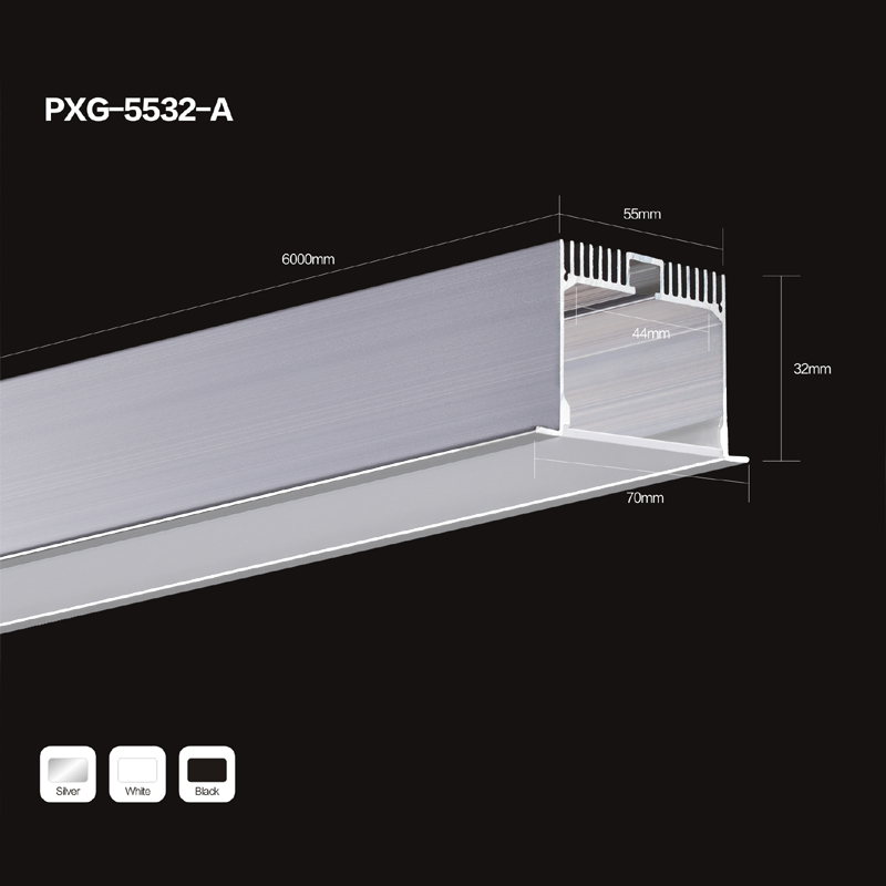 ขายร้อนอัด U ช่องสีดำสีเงินกรอบอลูมิเนียมแถบ LED anodized